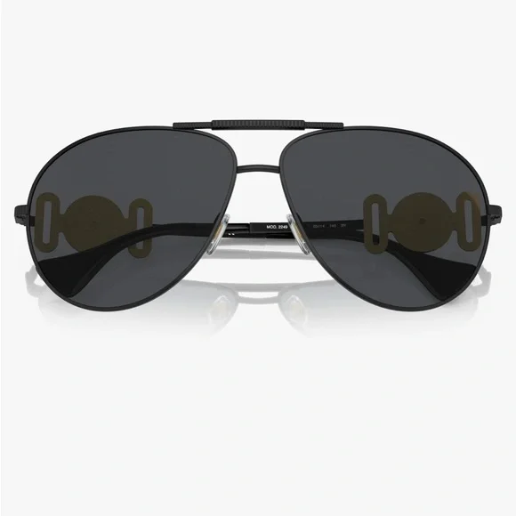 Versace Unisex Aviator Sunglasses black matte Frame, Brown/Black Len… - Picture 5 of 5